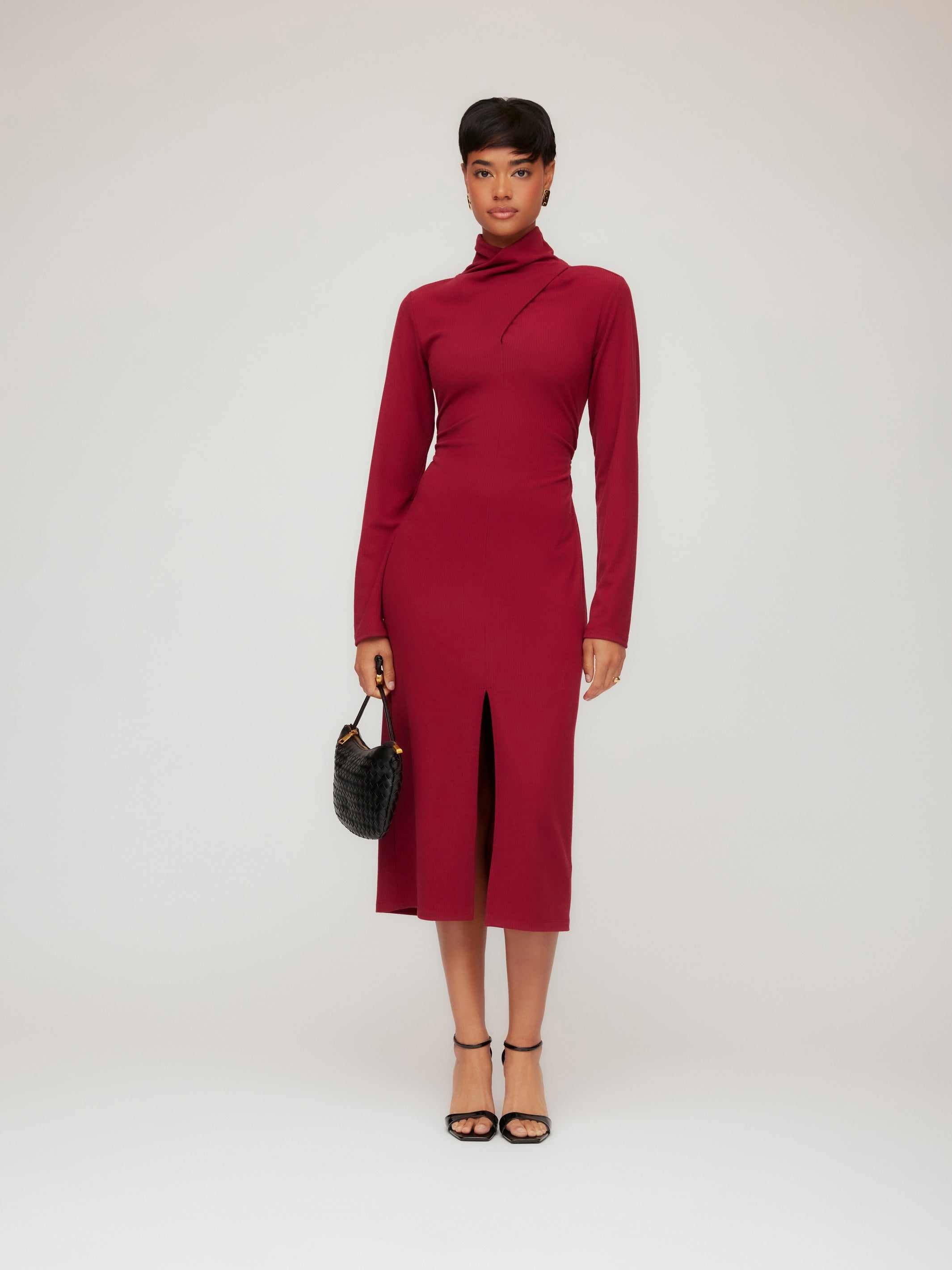 Fifteen Twenty Tasha Turtleneck Midi Dress - Brick - M Fifteen Twenty Tasha Turtleneck Midi Dress - Brick - M