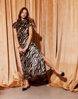 Evy Side-Slit Velvet Bias Skirt