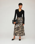Evy Side-Slit Velvet Bias Skirt