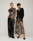 Evy Side-Slit Velvet Bias Skirt