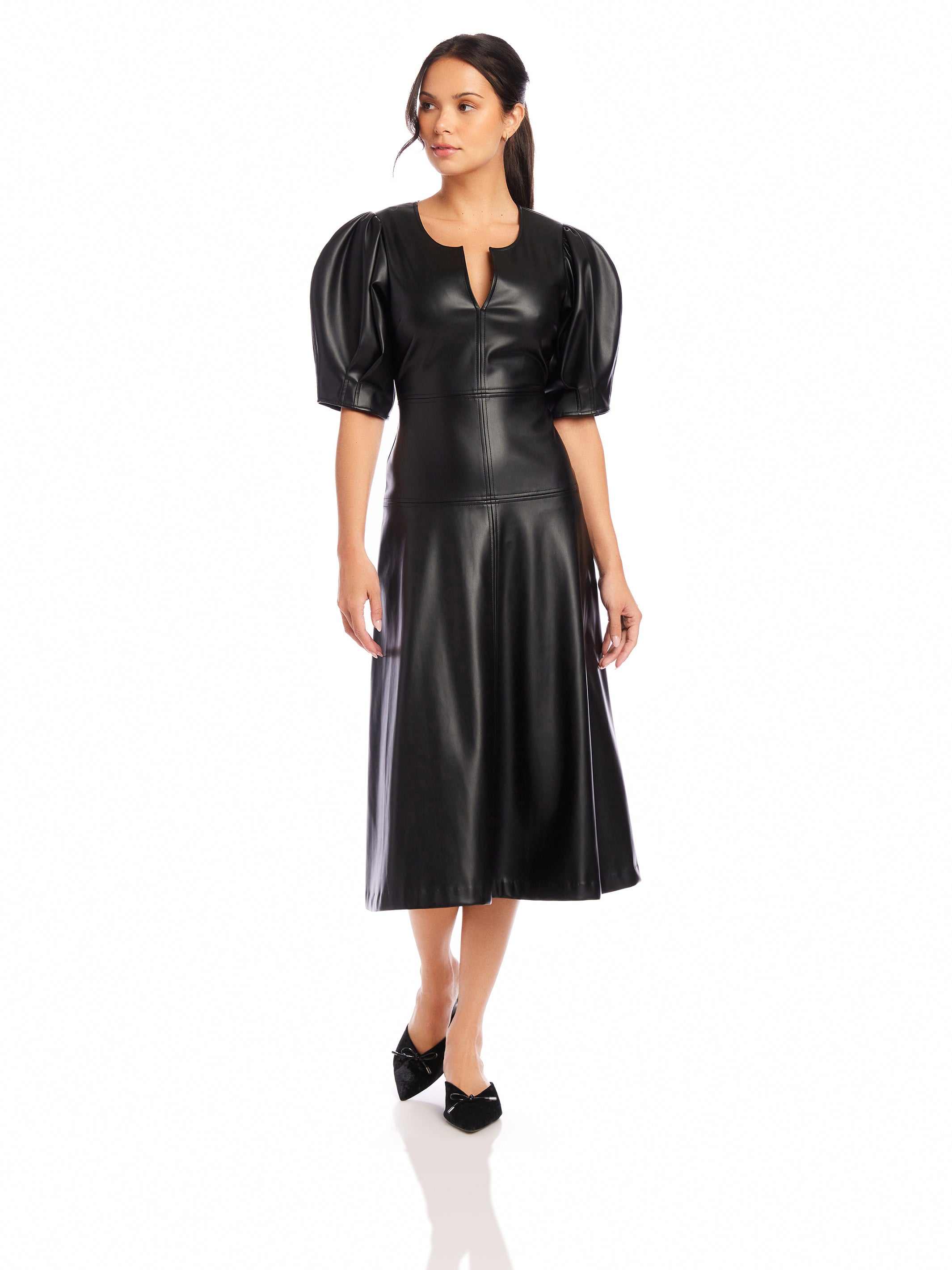 Sierra Faux Leather Midi Dress
