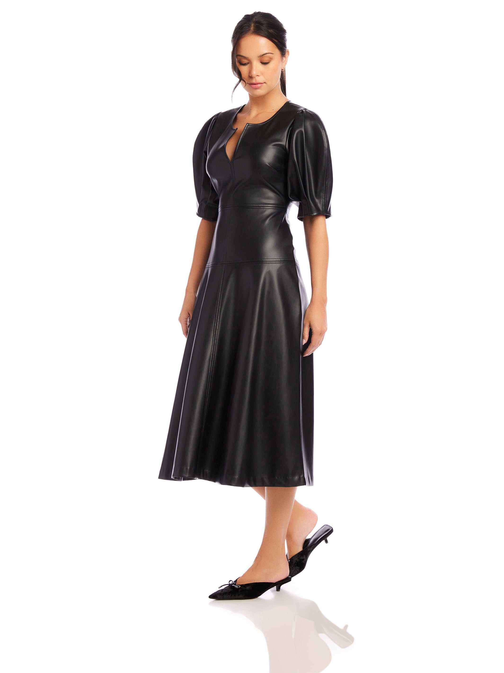 Sierra Faux Leather Midi Dress