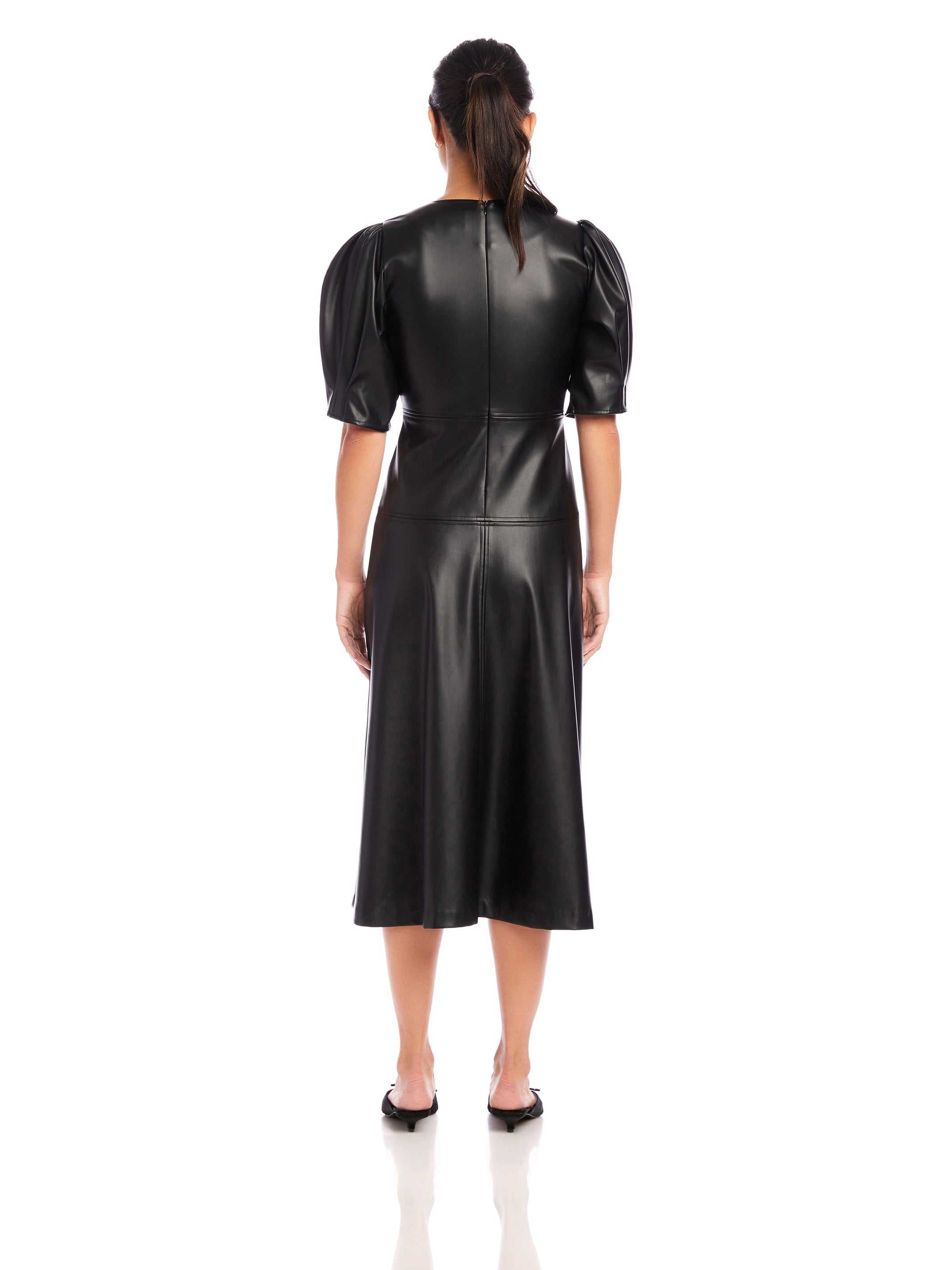 Sierra Faux Leather Midi Dress