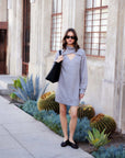 Claylee Crossover Turtleneck Dress