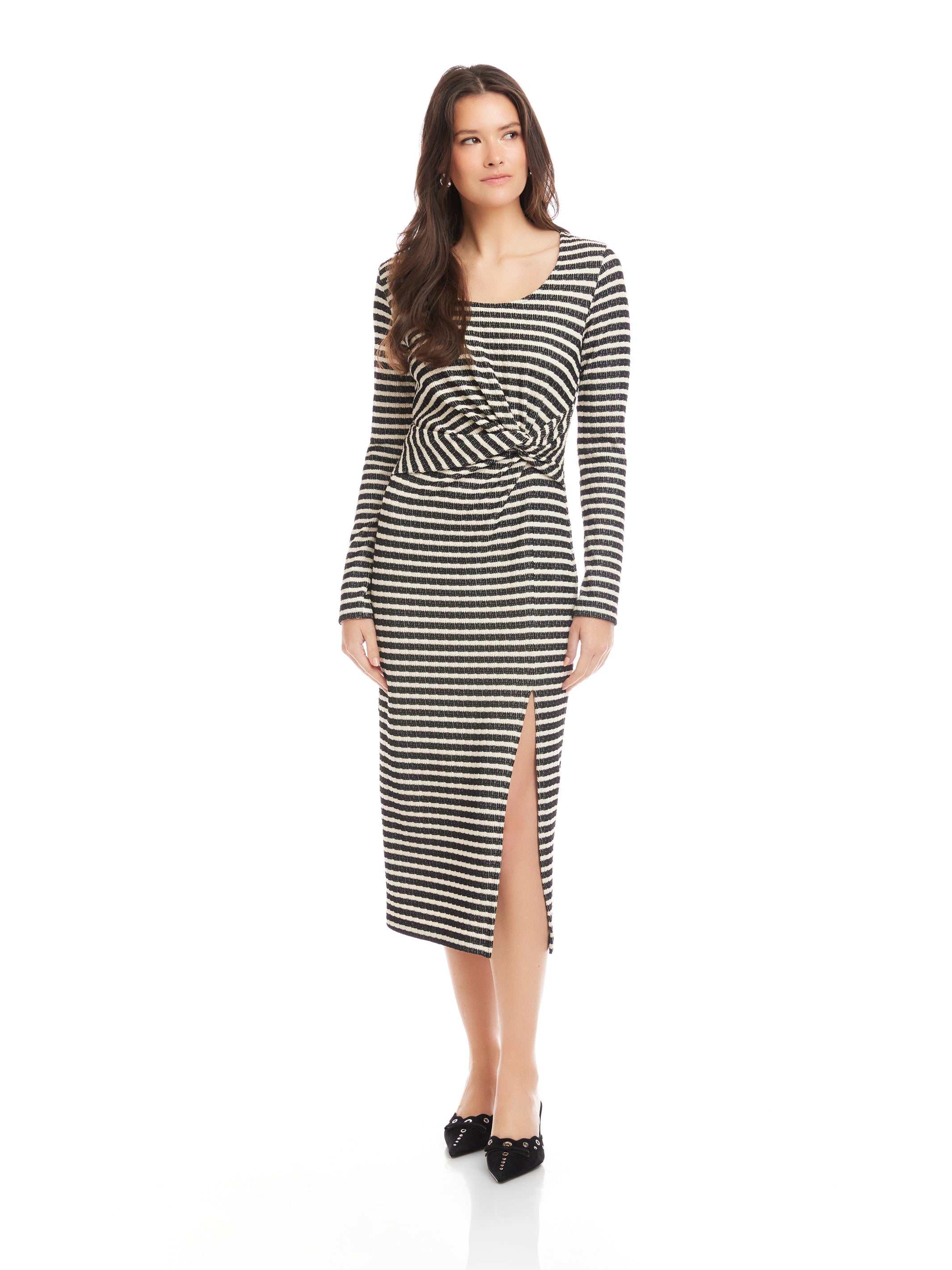 Fifteen Twenty Women's Tyler Side-Twist Dress In Stripes | Size: S Fifteen Twenty Women's Tyler Side-Twist Dress In Stripes | Size: S