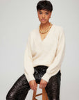 Heather V-Neck Sweater with ribbed cuffs and relaxed fit in soft knit fabric