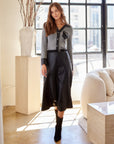 Isabella Contrast Faux Leather Button-Up Top