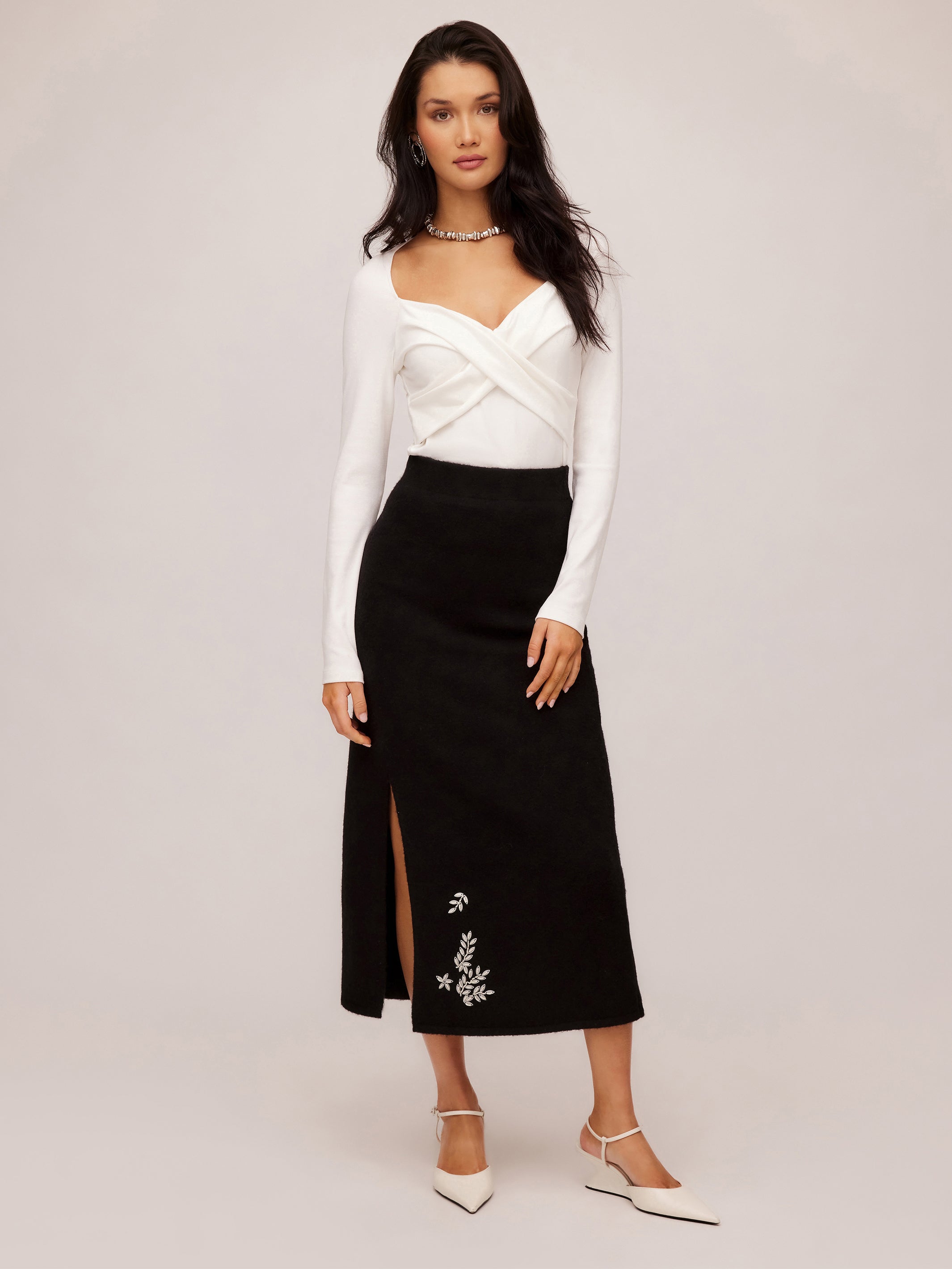 Embellished sweater skirt hotsell