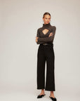 Rylee Cropped Pants high-rise wide-leg double stretch twill with front pockets and belt loops