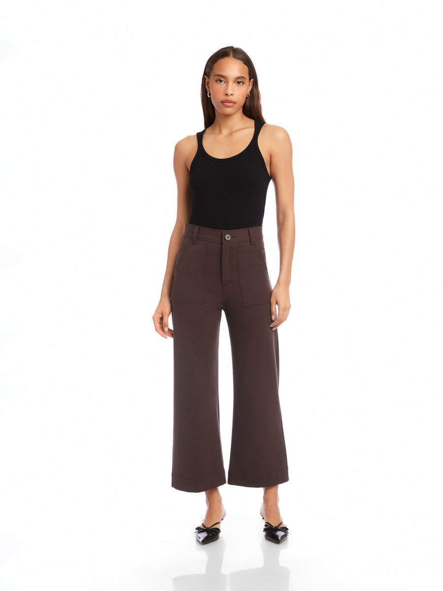【AVALONE】TECHNICAL CROPPED WIDE TROUSERS Rylee Crop Pants - Modern Wide-Leg Cropped Trousers for