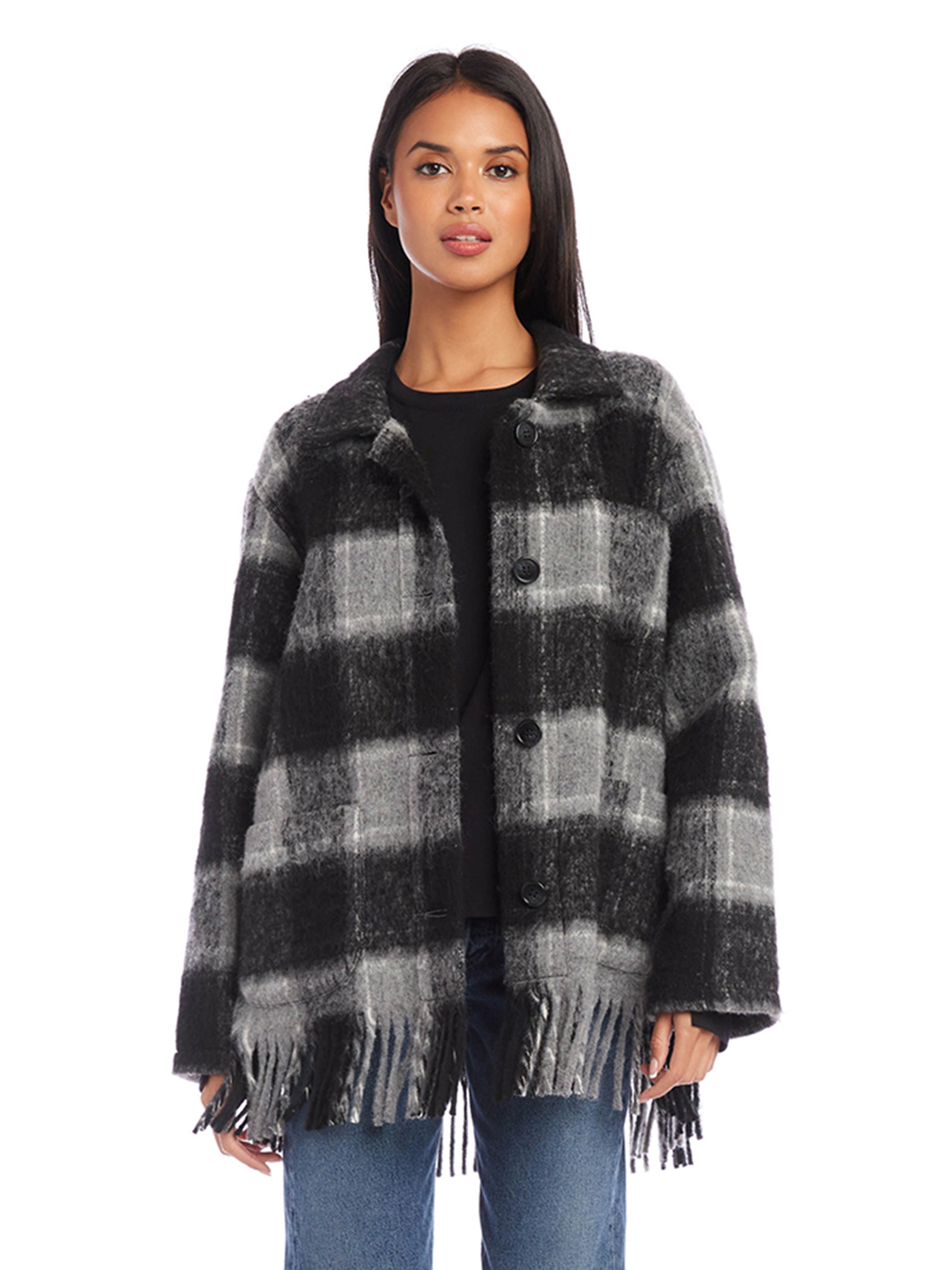 Plaid fringe outlet cardigan