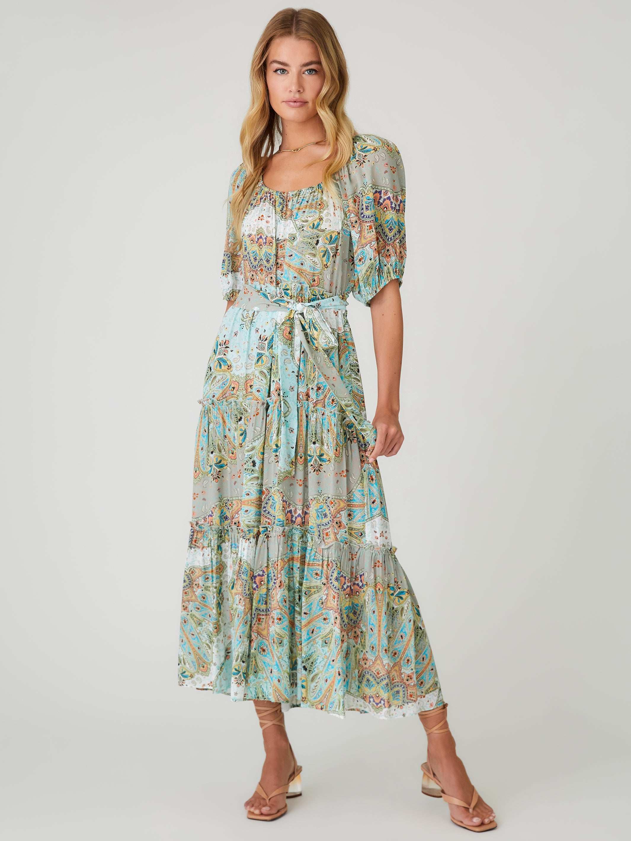 Tiered Poof Sleeve Dress