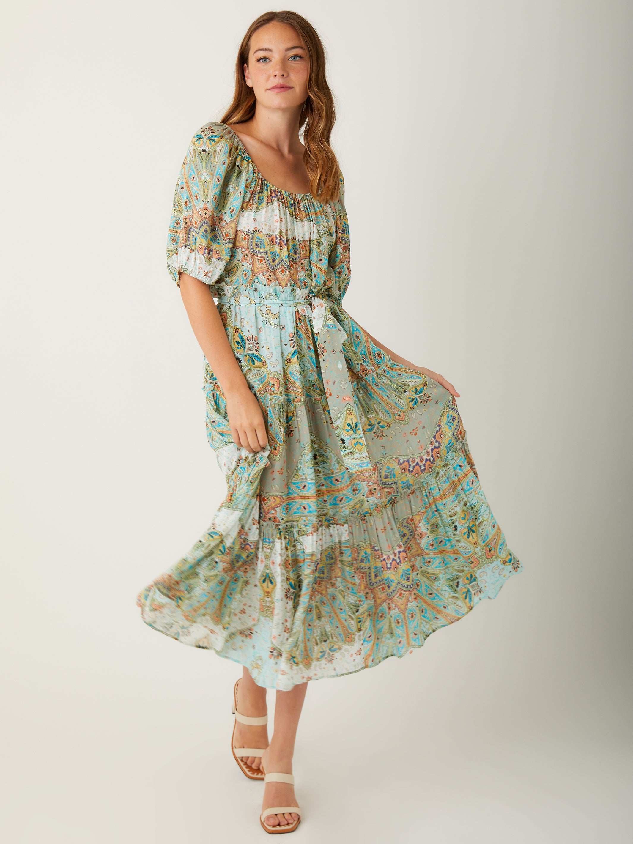 Tiered Poof Sleeve Dress