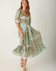 Tiered Poof Sleeve Dress