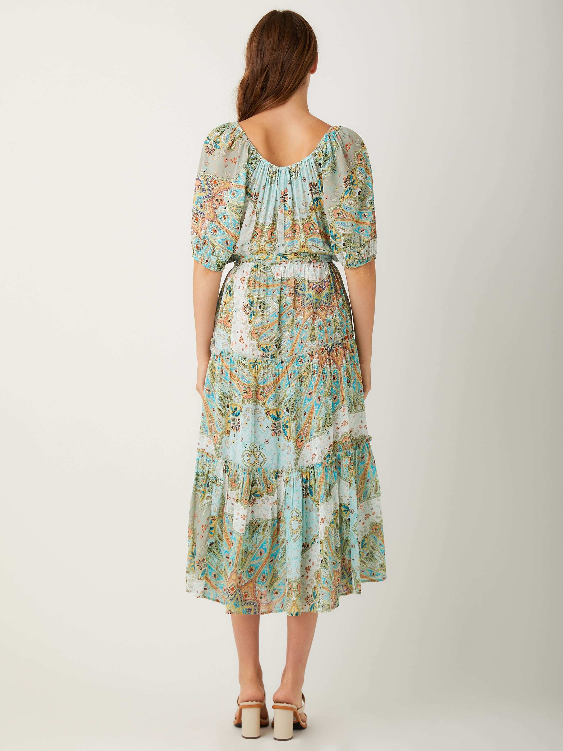 Tiered Poof Sleeve Dress