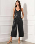 Faux Leather Cropped Jumpsuit