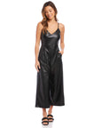 Faux Leather Cropped Jumpsuit