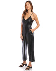 Faux Leather Cropped Jumpsuit