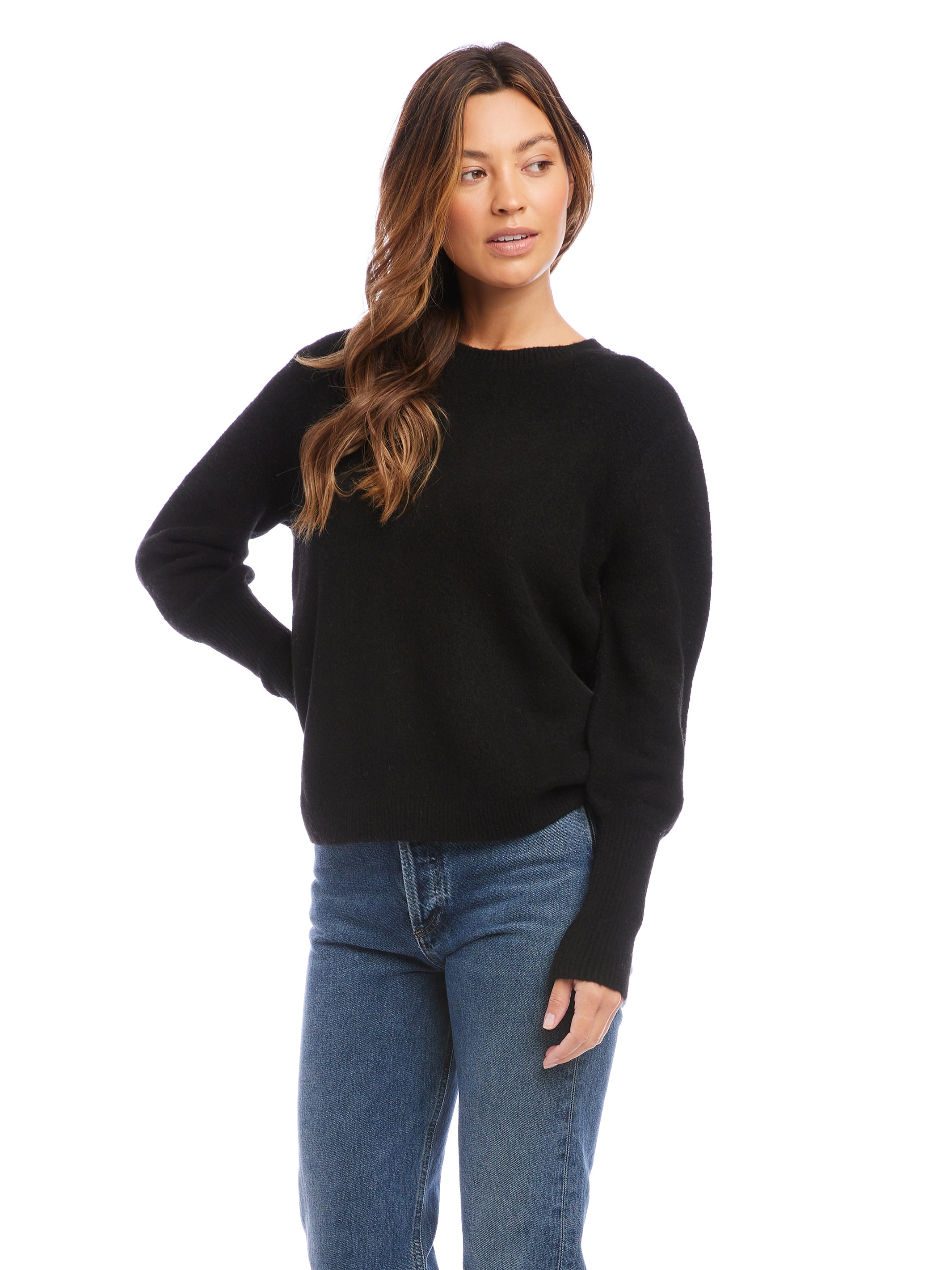 Blouson Sleeve Crop Sweater