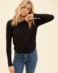 Long Sleeve Twist Front Top