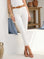 Black ankle slit pant with elastic waistband and slim fit in double stretch twill fabric