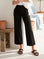 Wide-leg cropped pants in viscose blend with elastic waistband and relaxed fit