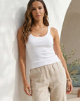Billy Tank sleeveless bamboo rib knit top with scoop neck and straight hem