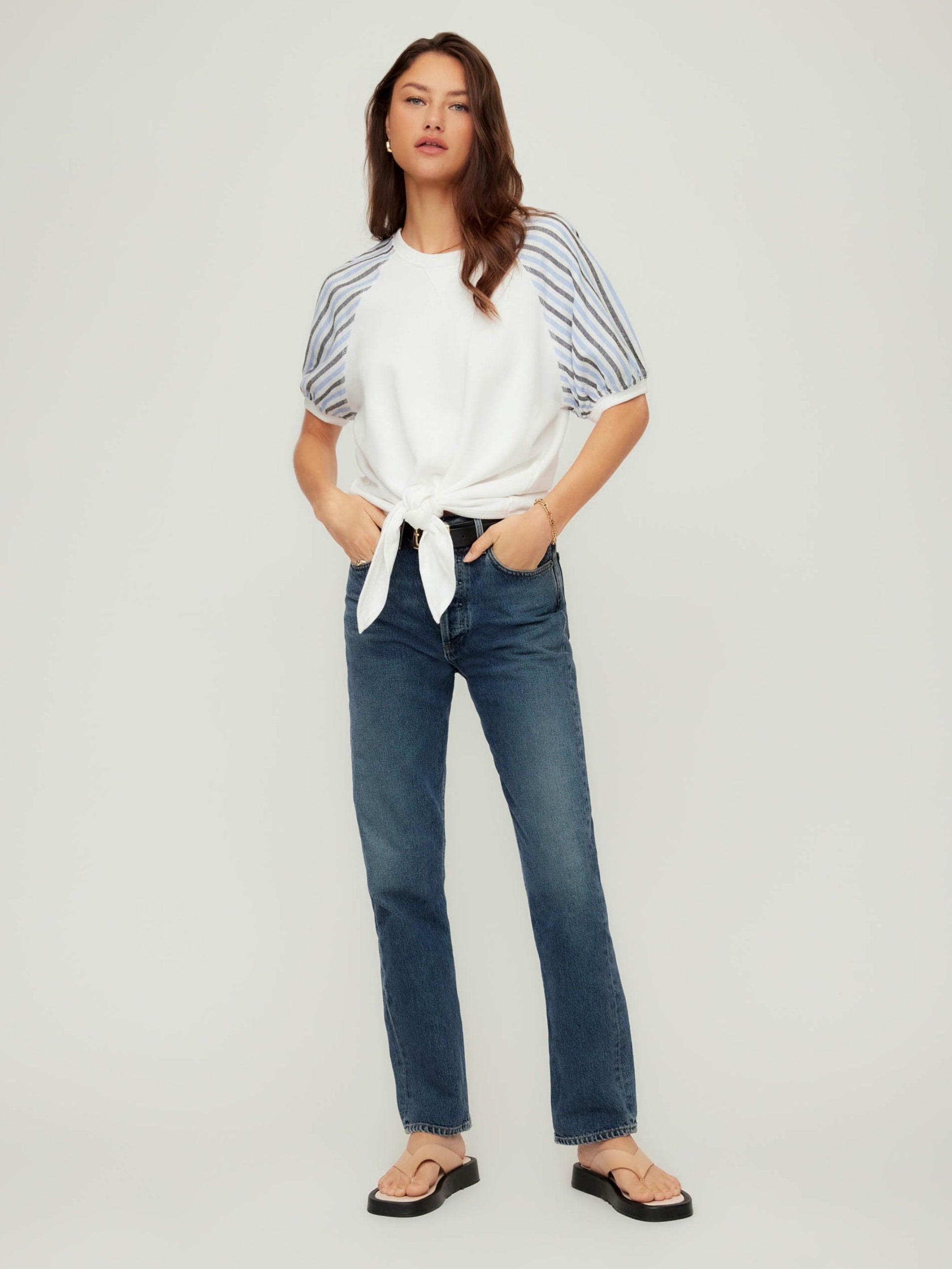 Jami Contrast Tie-Front Top | Fifteen Twenty Clothing