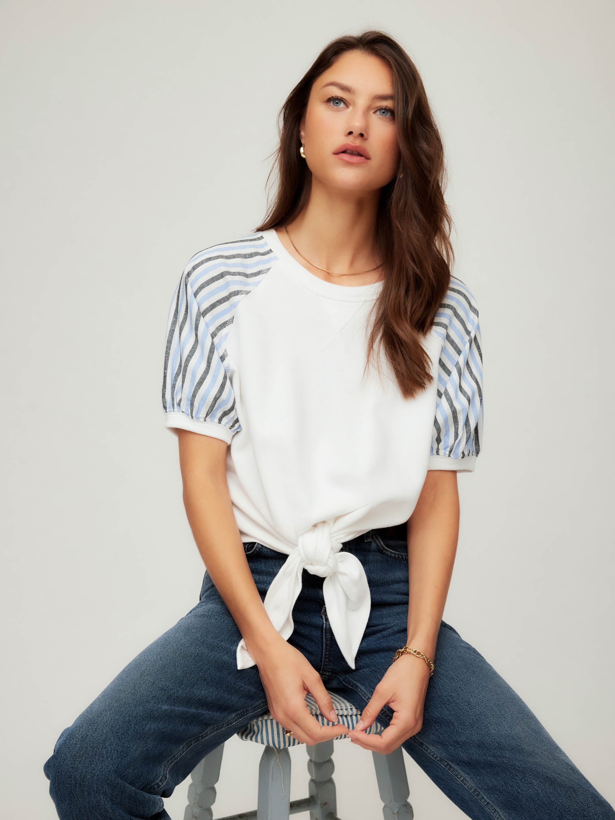 Jami Contrast Tie-Front Top | Fifteen Twenty Clothing