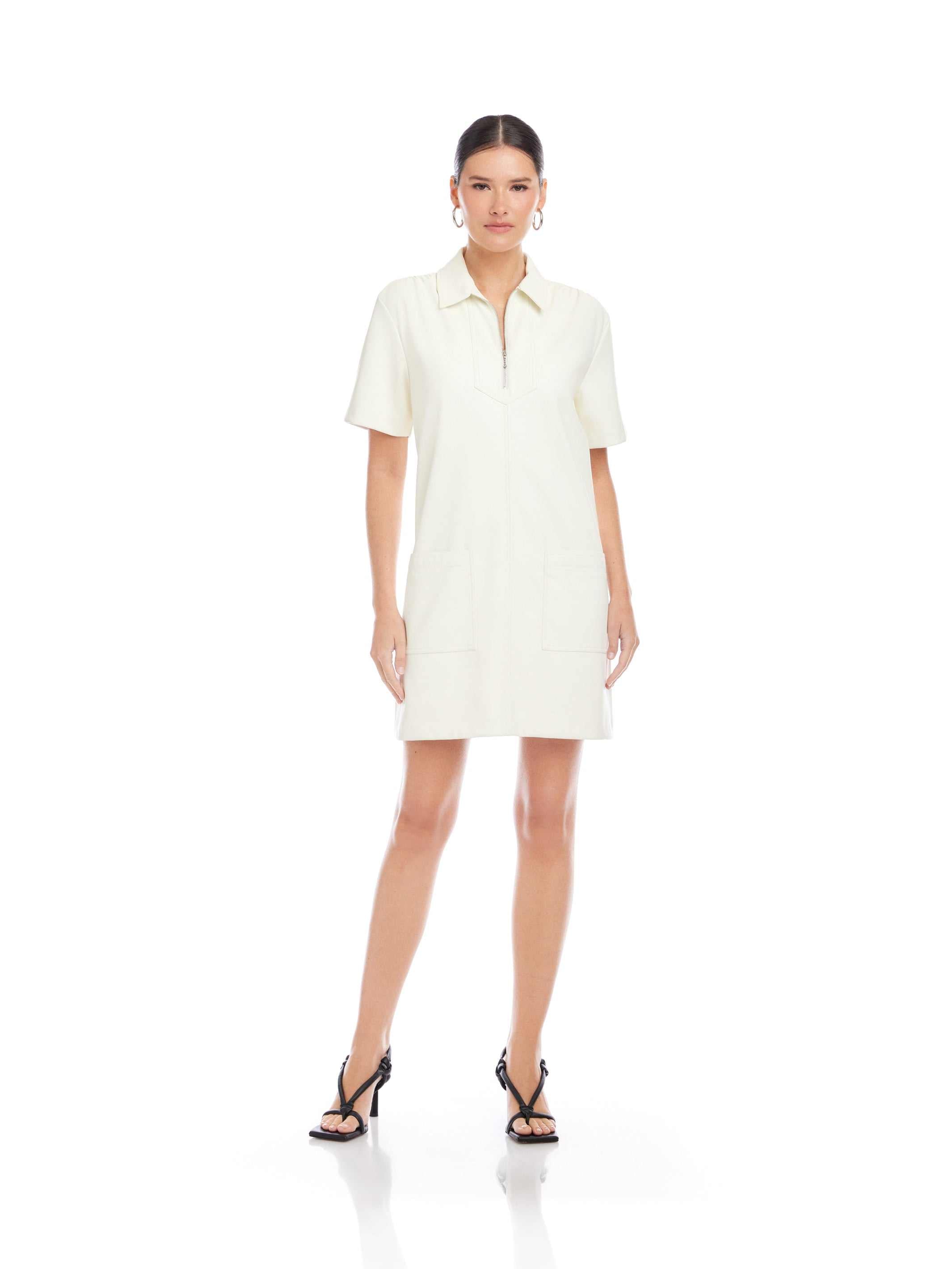 Sarah Faux Leather Dress - Modern Short-Sleeve Faux Leather Dress for Stylish Looks Fifteen Twenty Sarah Faux Leather Dress - Modern Short-Sleeve Faux Leather Dress for Stylish Looks Fifteen Twenty