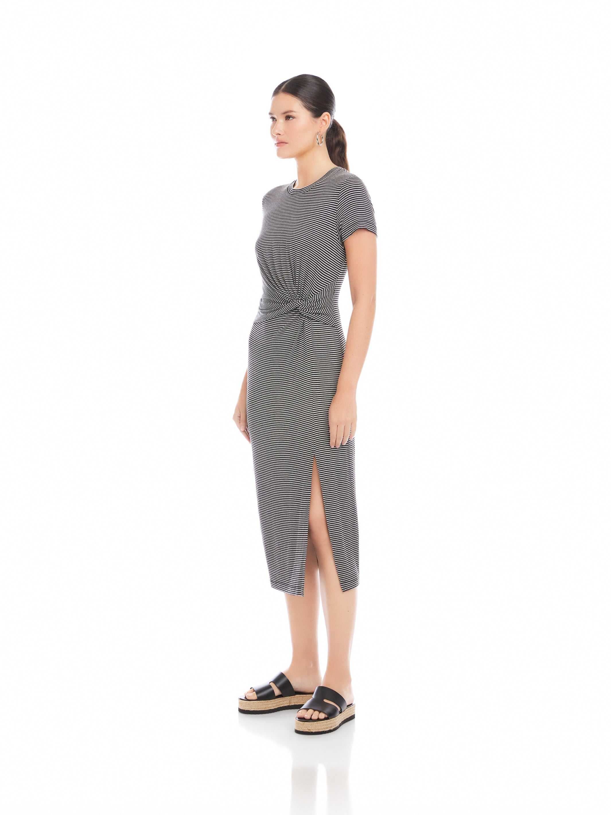 Fifteen Twenty Gianna Side-Knot Dress - Black/ White