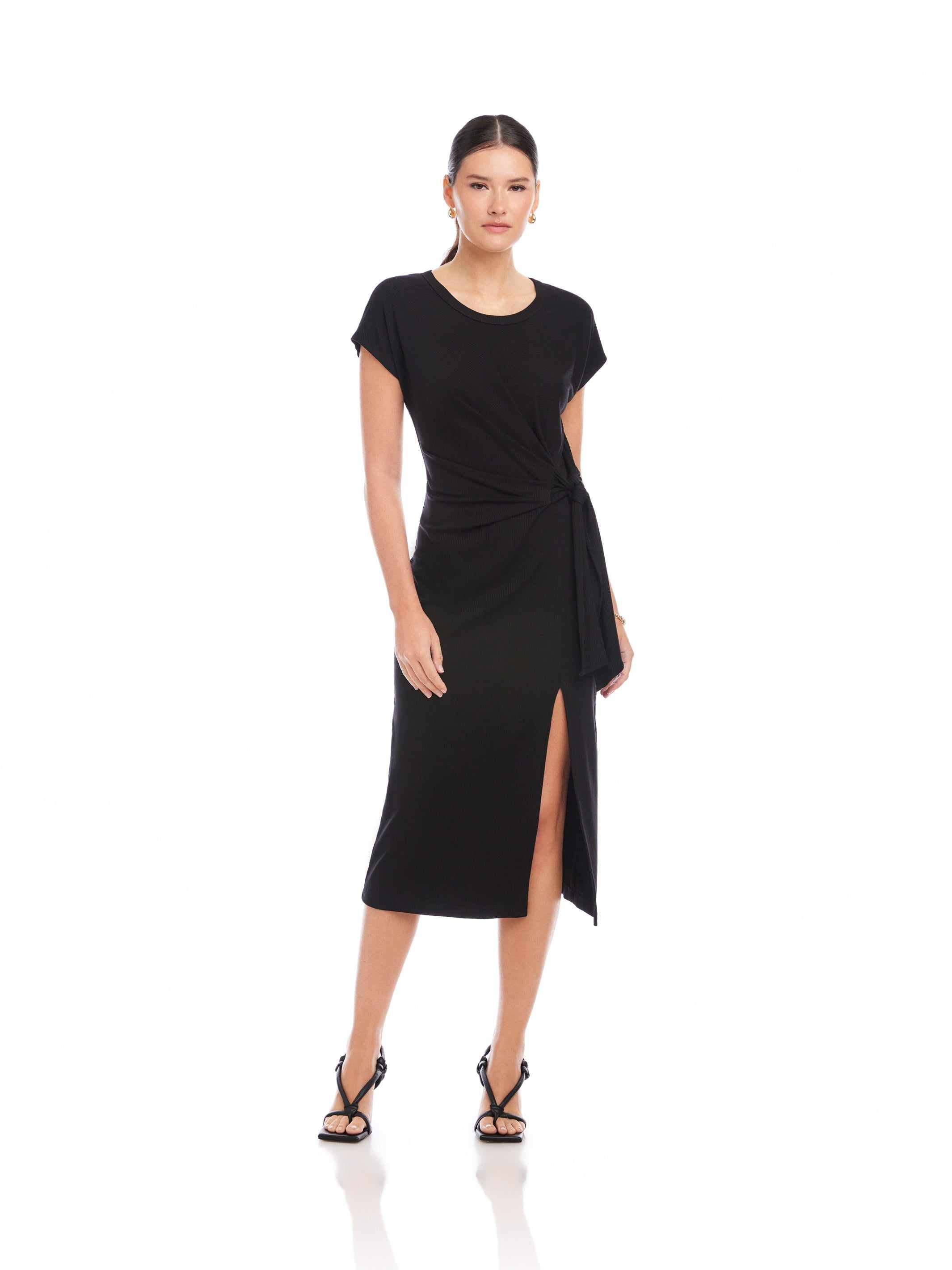 marissa midi dress Fifteen Twenty Marisa Side-Knot Midi Dress - Black