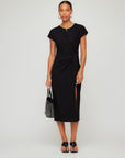 Marisa Side-Knot Midi Dress with side knot and slit in soft Tencel rib knit