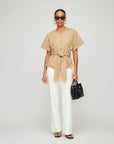 Kai Belted Button-Up Top