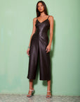 Faux Leather Cropped Jumpsuit