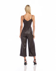 Faux Leather Cropped Jumpsuit