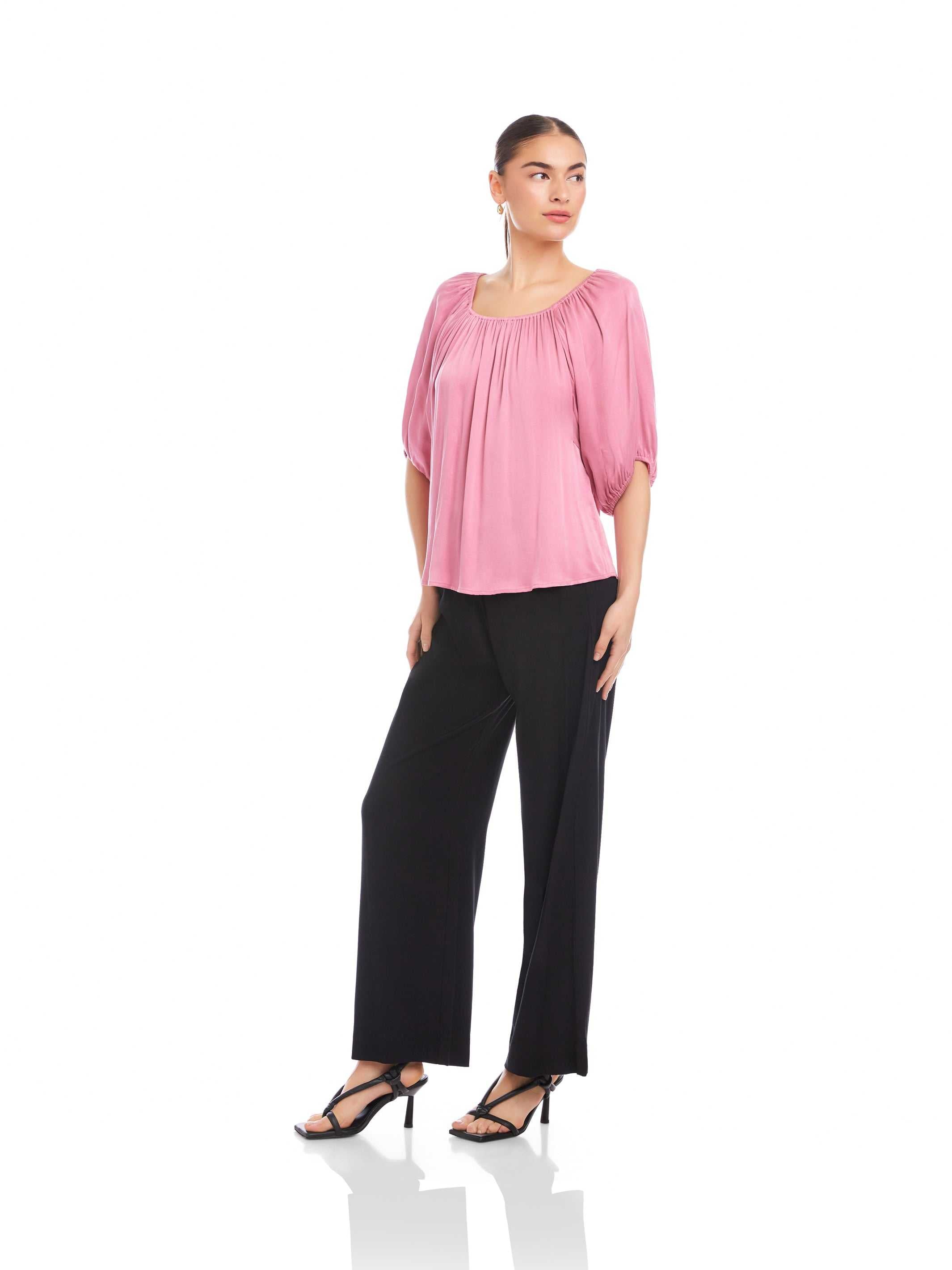 Liza Peasant Blouse - Trendy, Relaxed Fit with Billowed Sleeves
