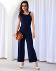 Becca Cropped Jumpsuit in wrinkle-resistant travel jersey with asymmetrical neckline and wide-leg cropped pants