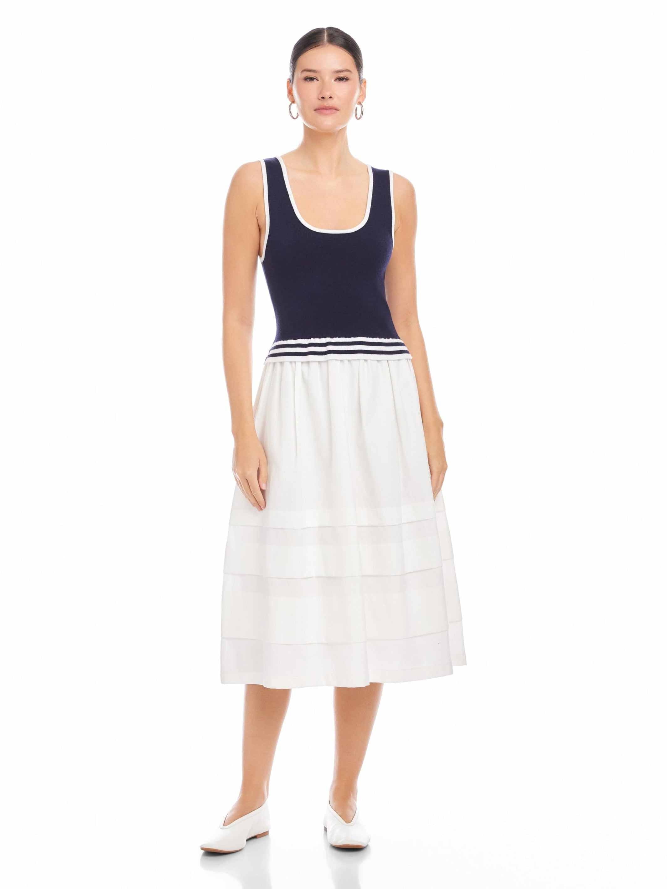 navy white midi dress Merritt Midi Dress-Navy/ White M