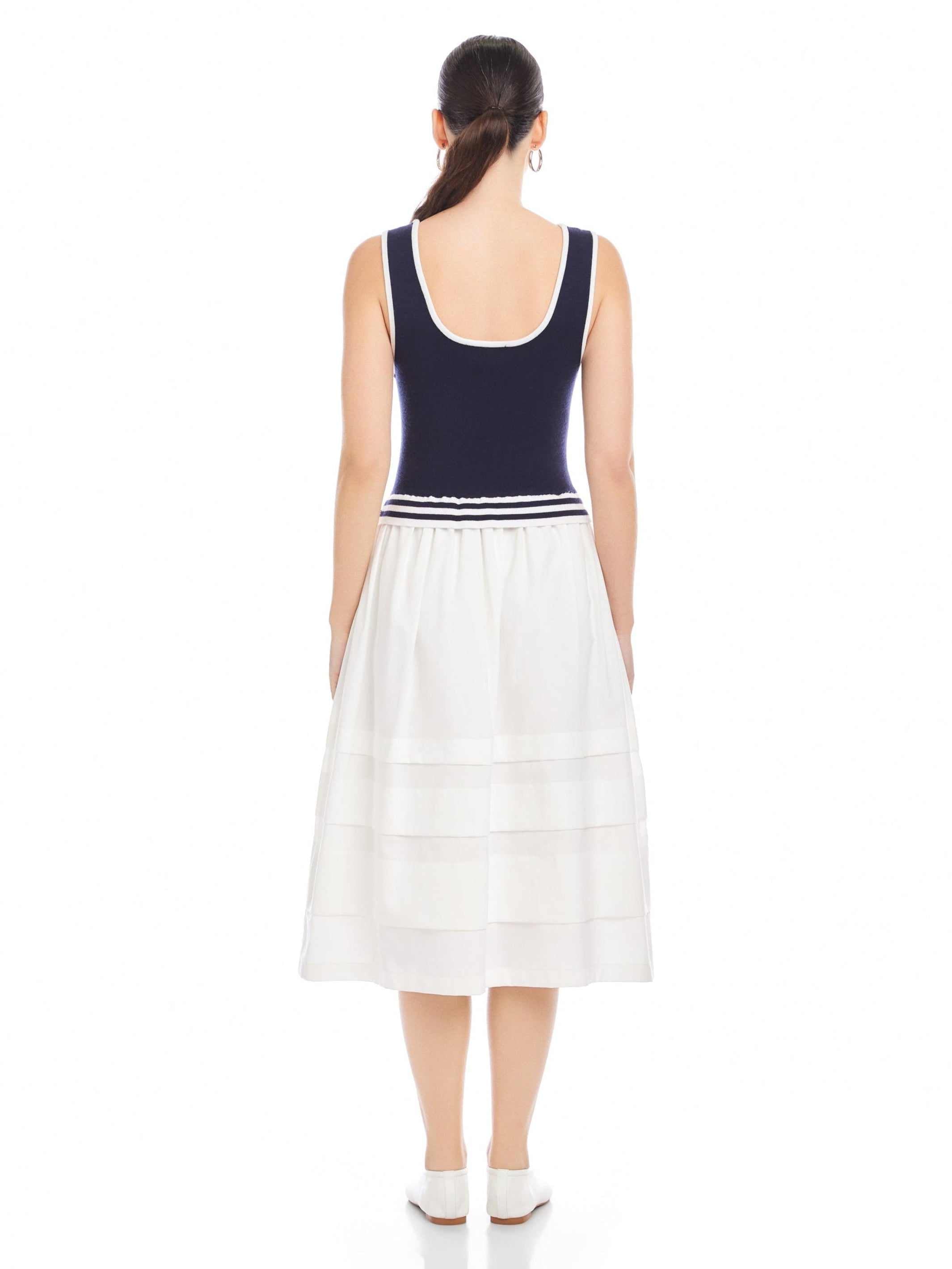 white and navy midi dress Merritt Midi Dress-Navy/ White M