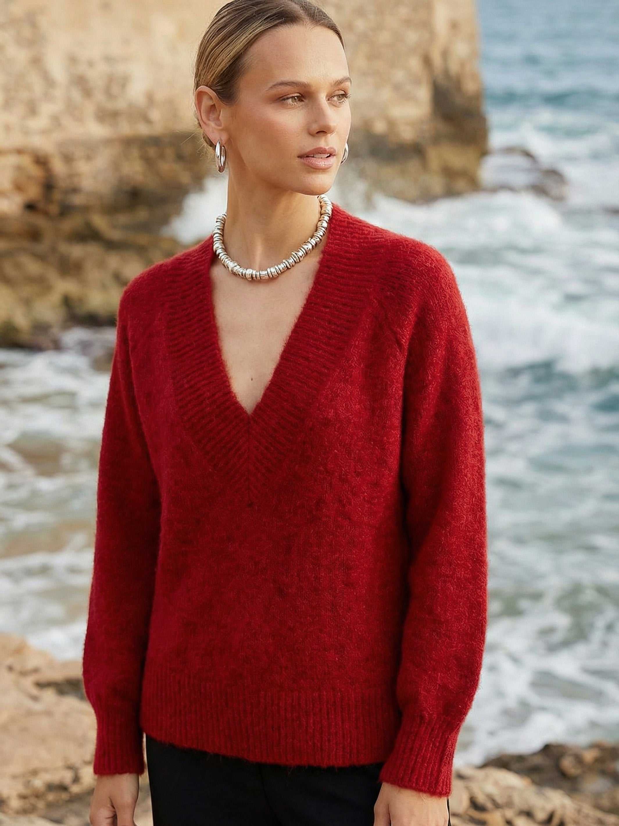 ニット/セーター t.japan v neck hand knit 100% Cashmere V-neck (Deep) Sweater [Men's Made in Japan, Washable]