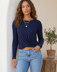 Long Sleeve Twist Front Top