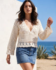 Nila Hand Crochet Pullover with relaxed fit and intricate cotton crochet detailing