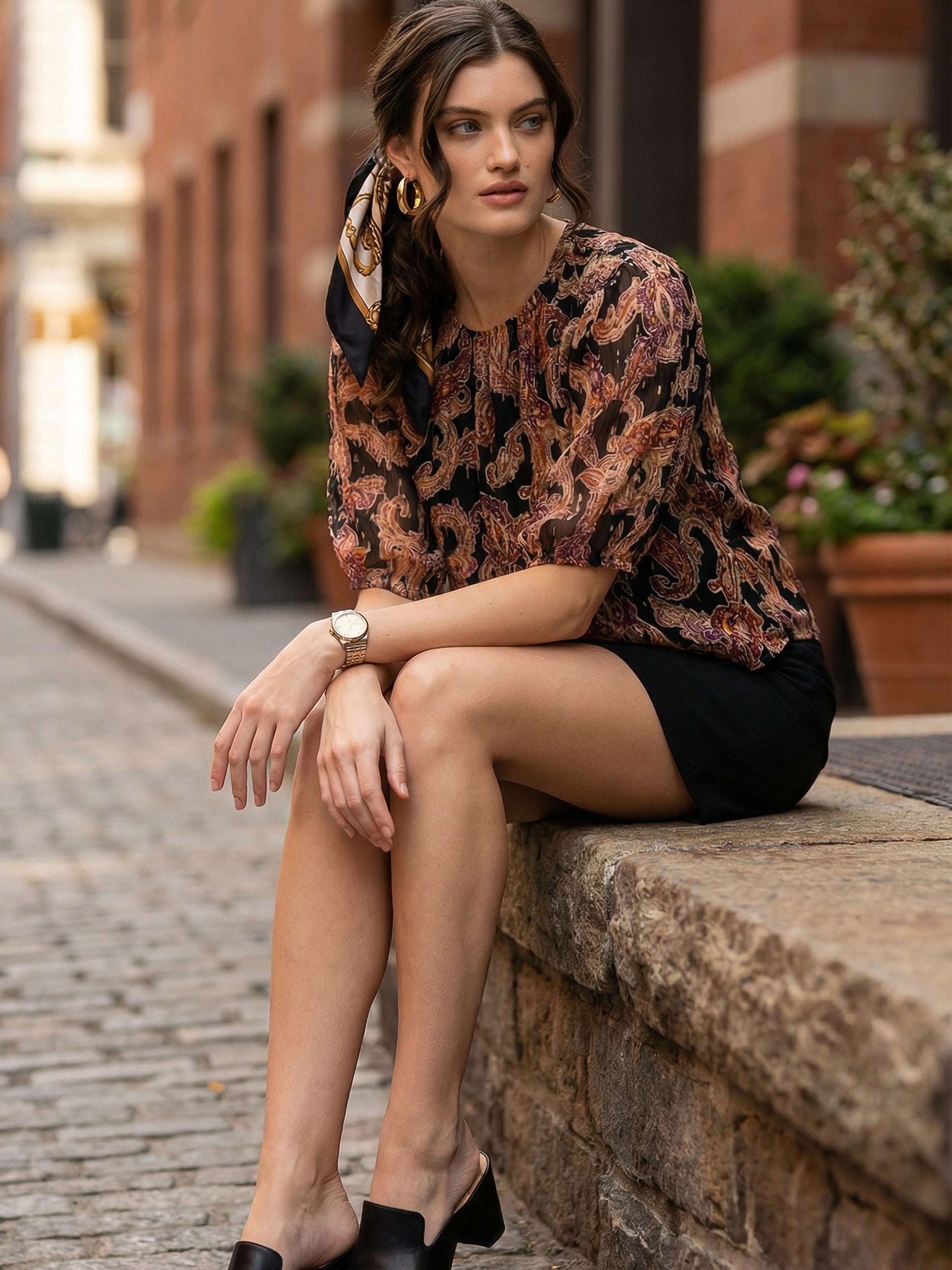 Poof Blouse - Soft Faux Leather Puff Sleeve Top for Women