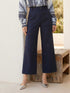 Rylee Crop Pants cropped wide-leg bungee twill pants with button-zipper closure and front pockets