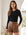 Long sleeve side shirred top in bamboo rib knit fabric for comfort and style
