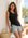 Tia Side-Shirred Tank in soft cotton-modal rib knit with adjustable side shirring and asymmetrical hem