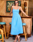 Jessa Midi Dress sleeveless linen blend with adjustable straps and side pockets