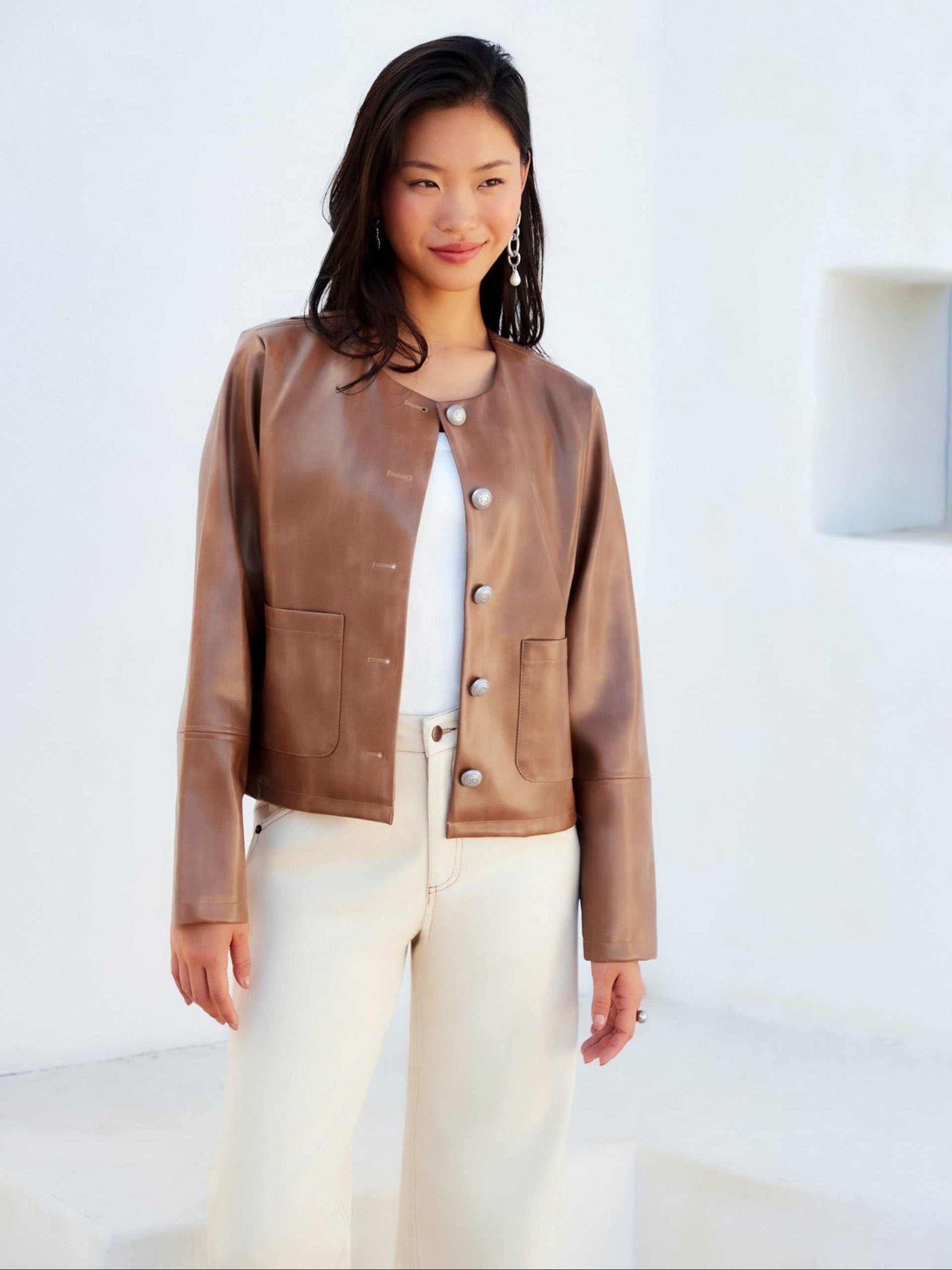 Kaylyn Faux Leather Jacket - Modern Style, Faux Leather, Fully Kaylyn Faux Leather Jacket - Modern Style, Faux Leather, Fully