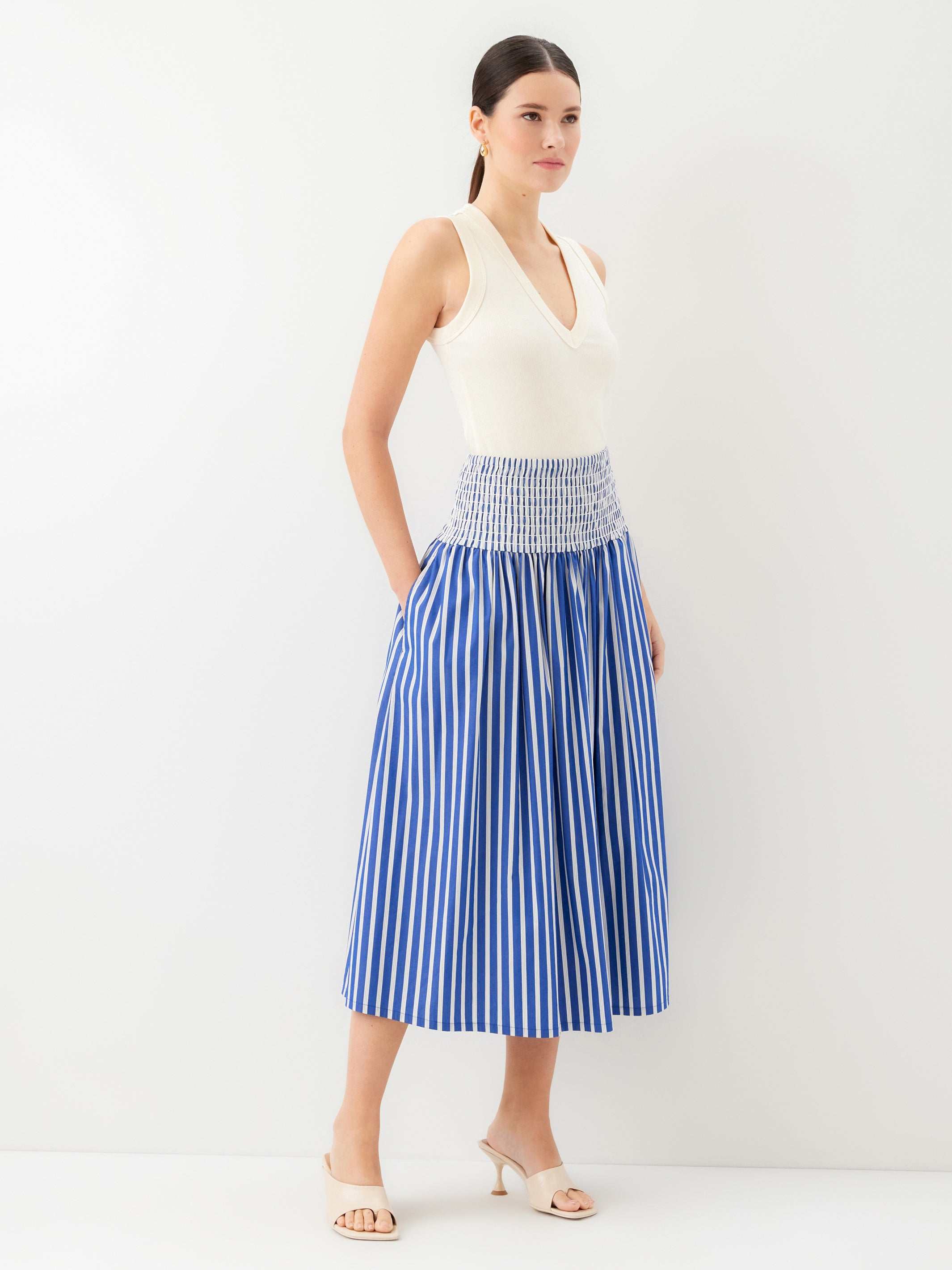 Rhea Stripe Skirt - Stylish Midi Length with Comfortable Fit